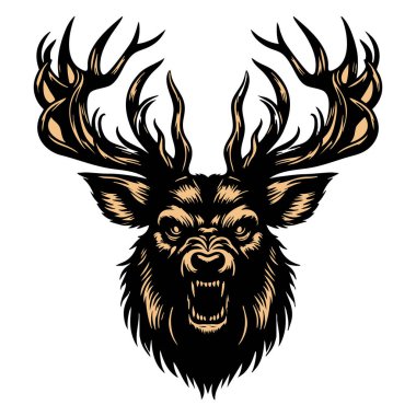 Öfkeli Geyik Yüzlü Vektör Sert Bakışlı