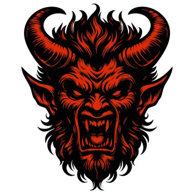 Logo ya da dövme için biçimlendirilmiş Şeytan Başı Vektörü