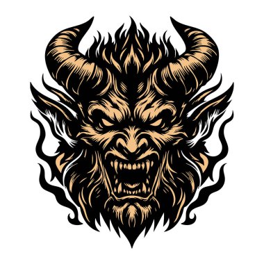 Saldırgan Şeytan Kafa ve Vahşi İfade