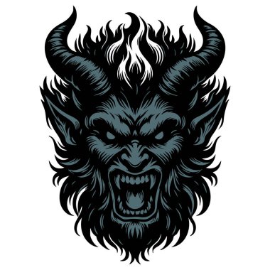 Kızgın Şeytan Yüzlü Vektör Çizimi