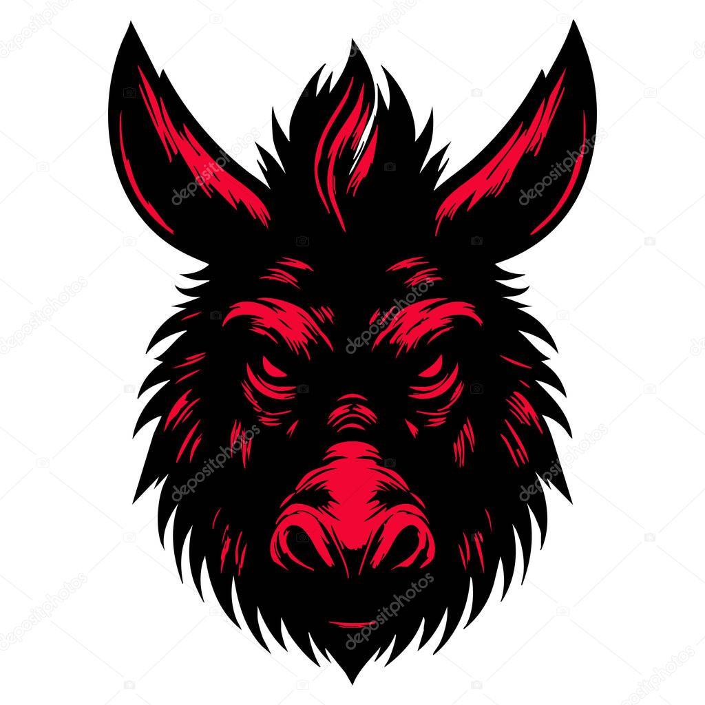 Stylized Donkey Head Vector for Logo or Tattoo
