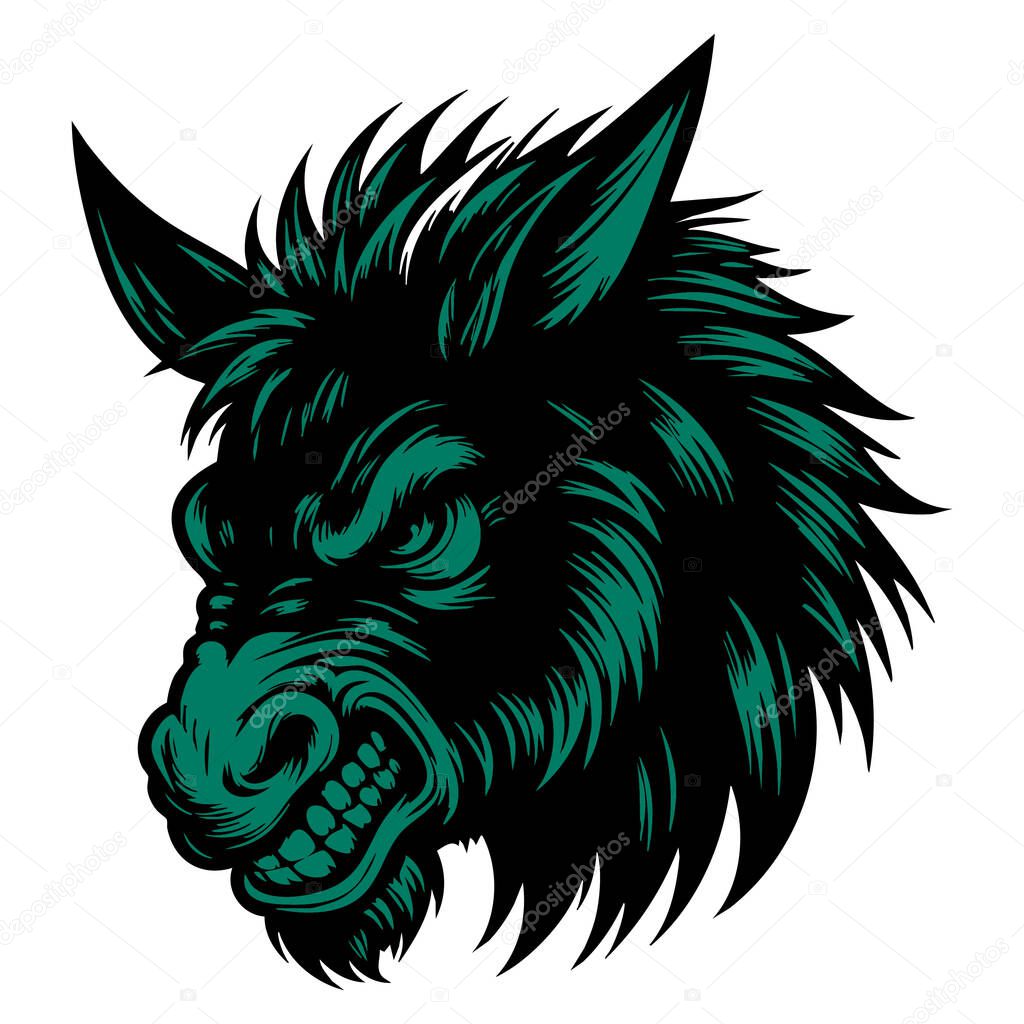 Angry Donkey Face Vector Drawing