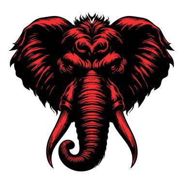 Kızgın Fil Kafası Saldırgan Bakışlarla Çiziyor