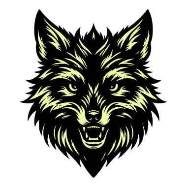 Beyaz Arkaplanda Biçimli Kızgın Tilki Başı