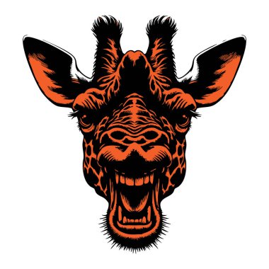 Zürafa Başı Agresif Bakışlarla Çiziyor