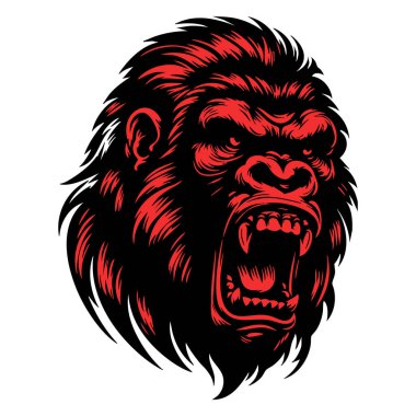 Kızgın Bakışlı Saldırgan Goril Vektörü