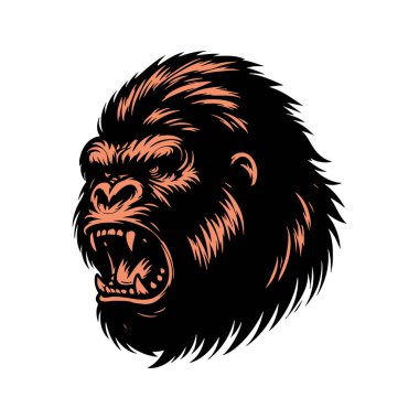 Vahşi Goril Kafası Siyah ve Beyaz Çiziyor