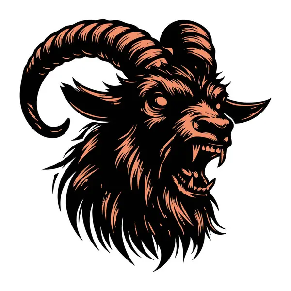 Tek Kromda Saldırgan Keçi Kafası Çizimi