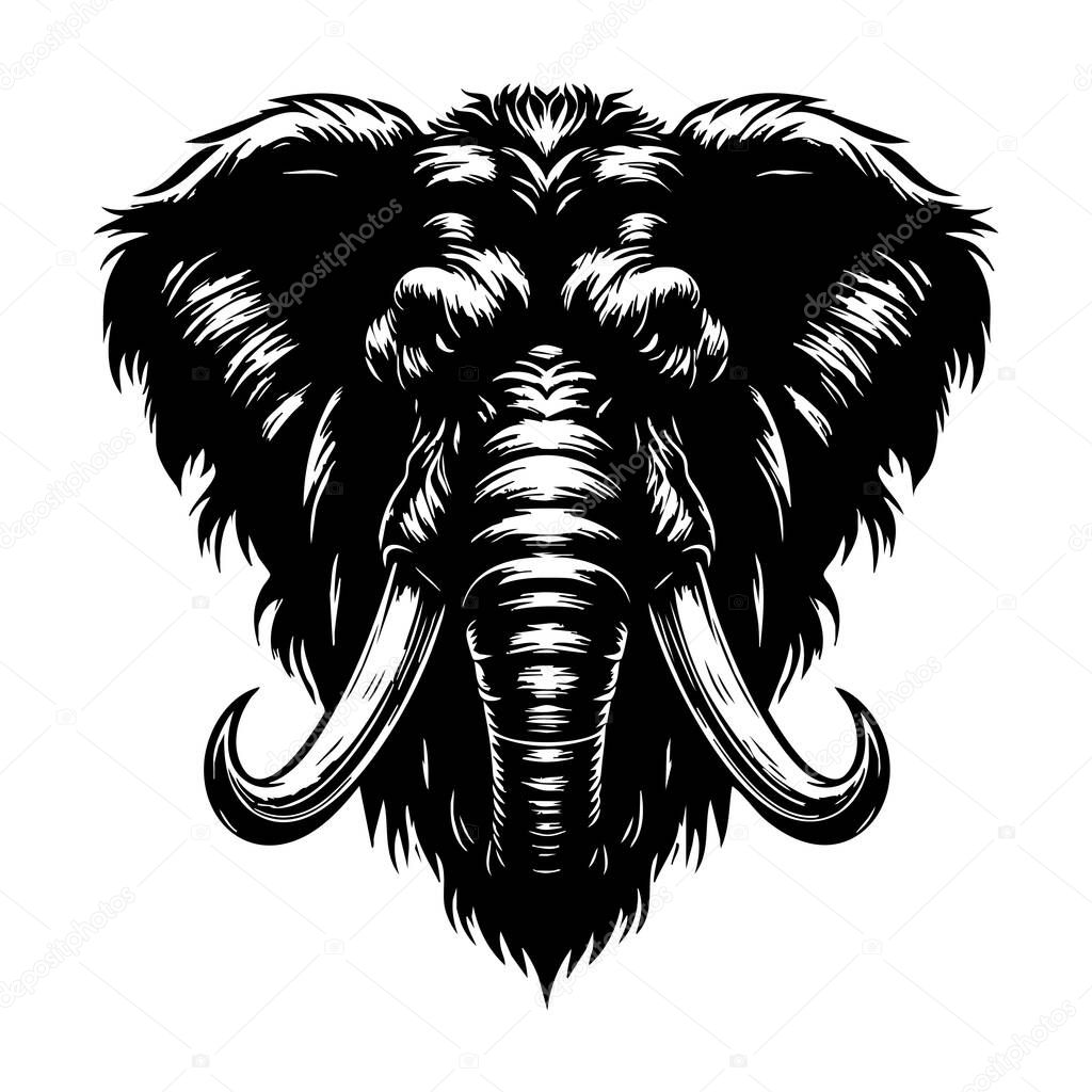 Angry Elephant Illustration in Monochrome Style