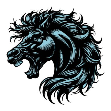 Vahşi At Başı Siyah-Beyaz Çiziyor