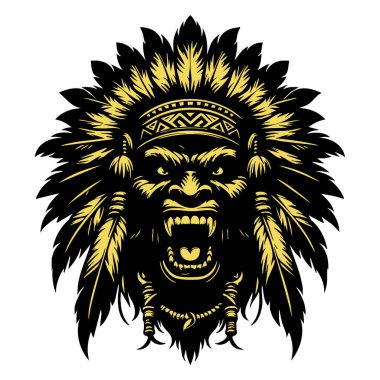 Acımasız Kızılderili Başı Siyah ve Beyaz Çiziyor