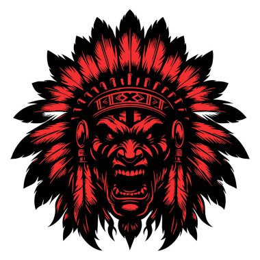 Öfkeli Kızılderili Surat ve Vahşi İfade