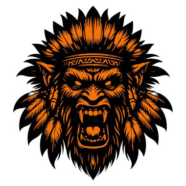 Beyaz Arkaplan Üzerine Vahşi Kızılderili Başı Resimleri