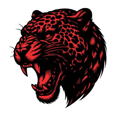 Beyaz Arkaplan Üzerine Vahşi Jaguar Baş İllüstrasyonu