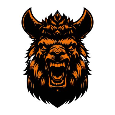 Dövme veya Logo İçin Kızgın Lama Portresi