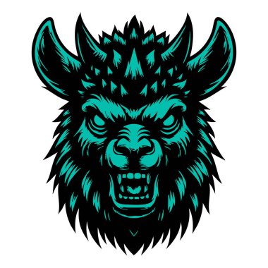 Beyaz Arkaplan Üzerine Vahşi Lama Baş İllüstrasyon