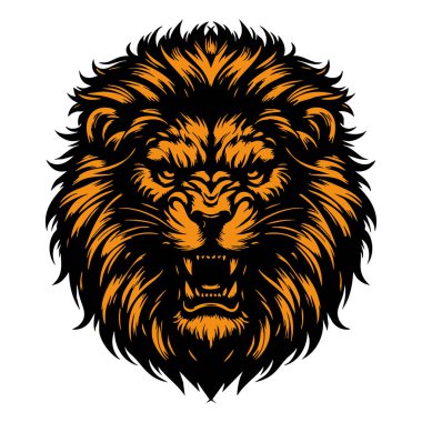 Mürekkep Çizim Biçiminde Korkutucu Aslan Surat