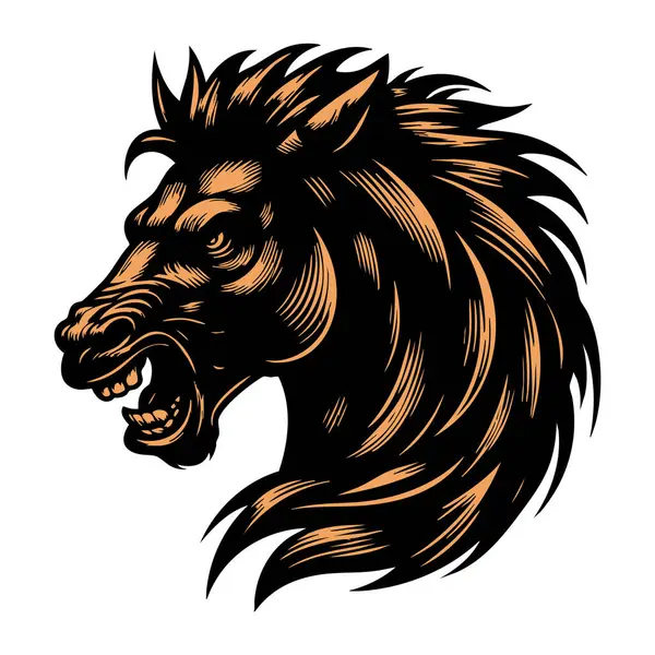 Beyaz Arkaplanda Vahşi At Başı İllüstrasyonu