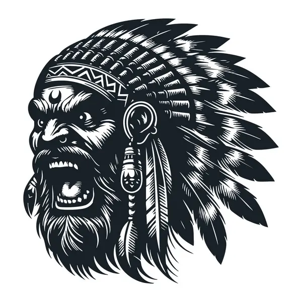 Ürkütücü bakışlı Vahşi Kızılderili Kafası