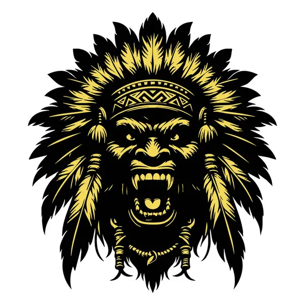 Acımasız Kızılderili Başı Siyah ve Beyaz Çiziyor