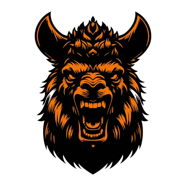 Dövme veya Logo İçin Kızgın Lama Portresi