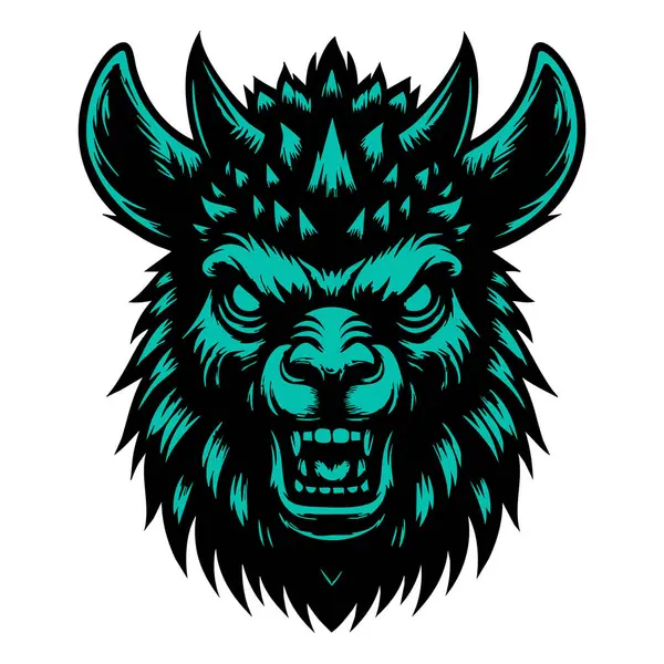 Beyaz Arkaplan Üzerine Vahşi Lama Baş İllüstrasyon