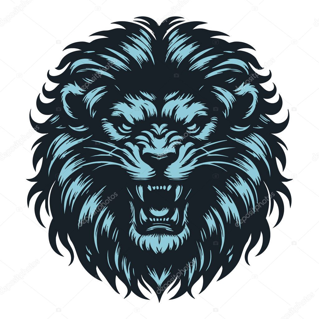 Lion Head Tattoo Style Illustration