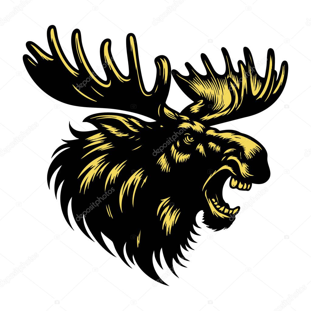 Intimidating Moose Head with Sharp Antlers