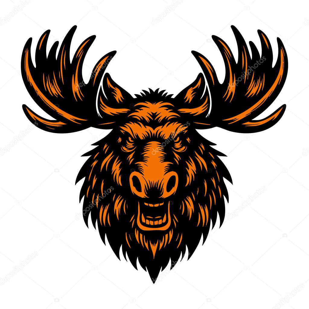 Furious Moose Head Vector Art