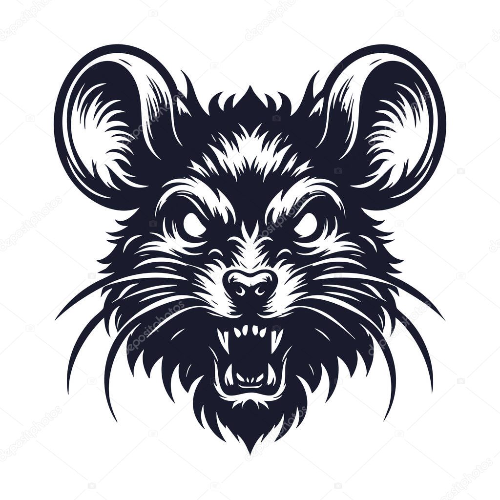 Stylized Mouse Head in Rage