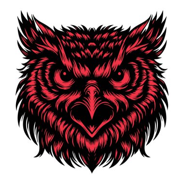 Monokrom 'da Kızgın Baykuş Vektör Simgesi