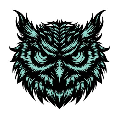 Siyah-Beyaz Saldırgan Baykuş Karakteri