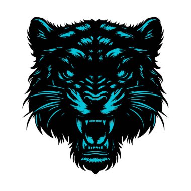 Acımasız Puma Yüz Vektör Çizimi