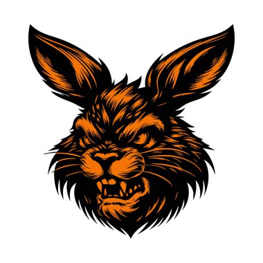 Öfke İfadesiyle Tavşan Yüzü Logosu Tasarımı