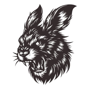 Vahşi Tavşan Kafası Siyah ve Beyaz