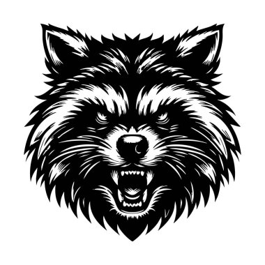 Vahşi Rakun Yüzlü Vektör Çizimi