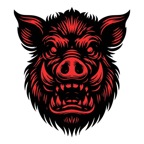 Öfkeli Domuz Kafası Beyaz Arkaplan Çizimi