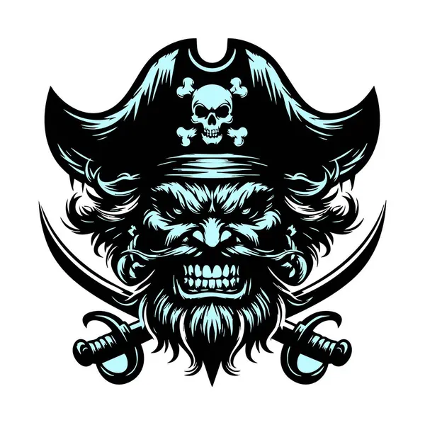 Kızgın Bakışlı Korsan Kafa Clipart