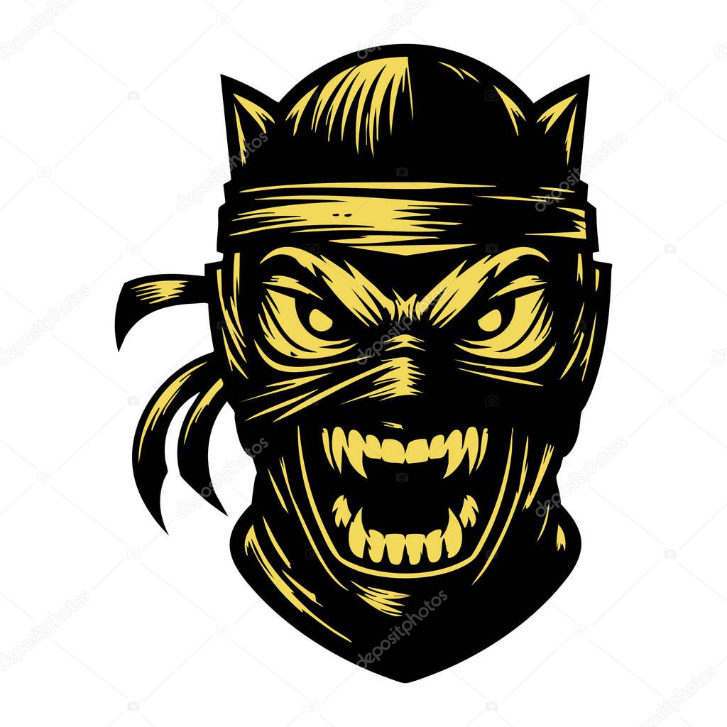 Ninja Head Logo with Angry Expression