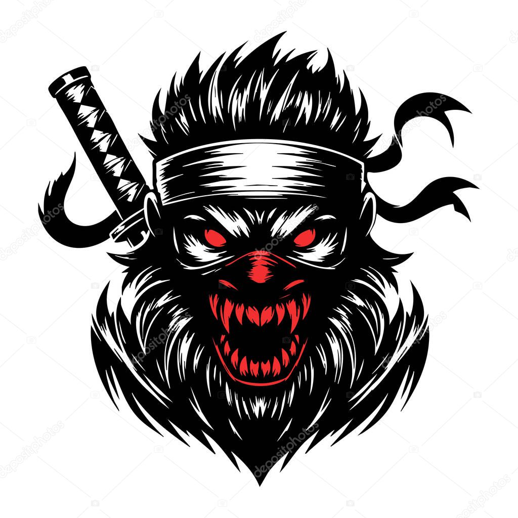 Aggressive Ninja Mask Illustration