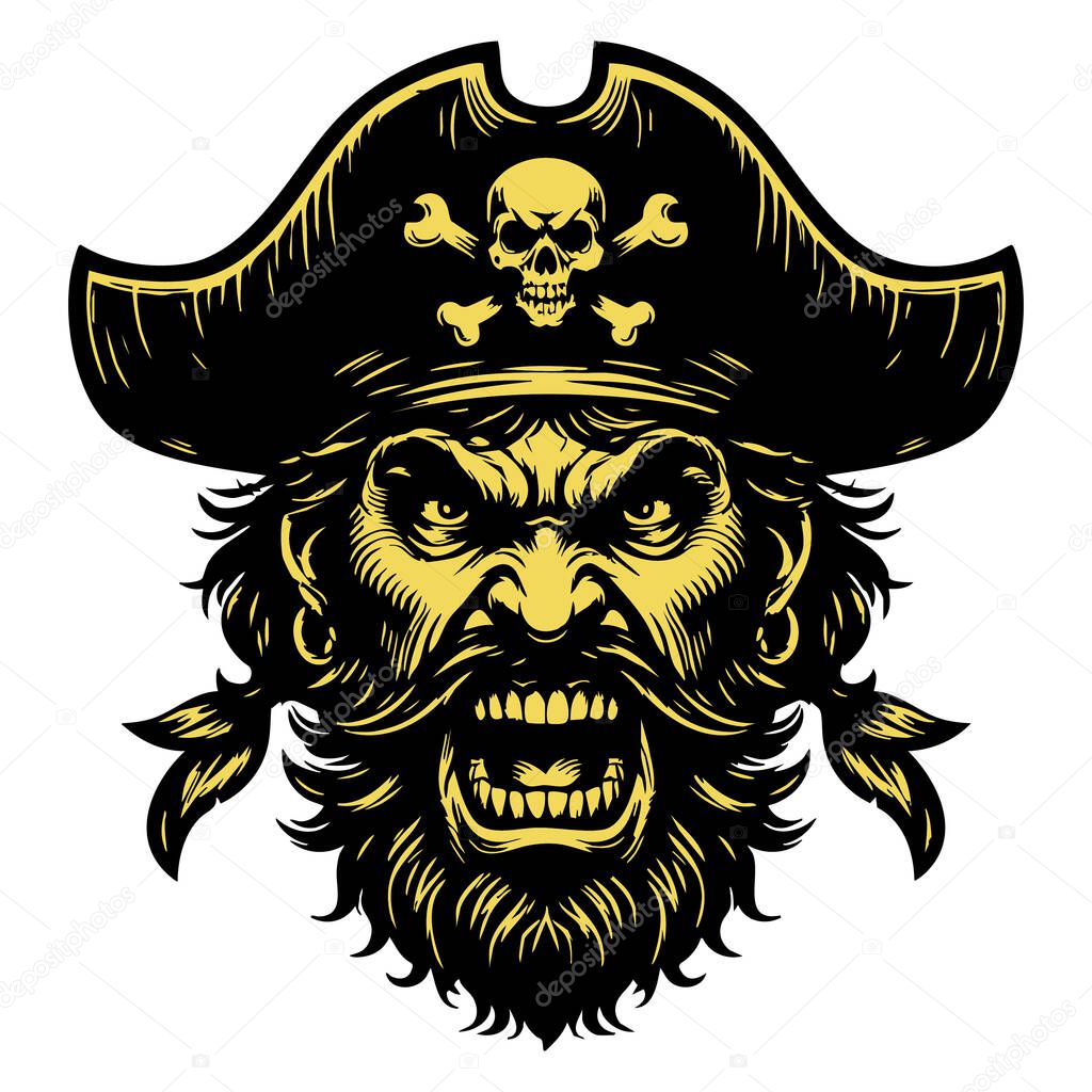 Angry Pirate Captain Head Vector