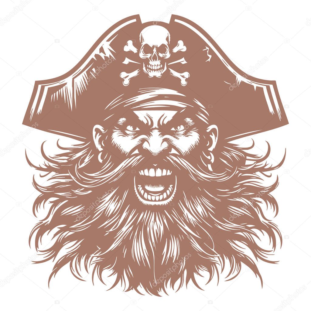 Intimidating Pirate Face Illustration