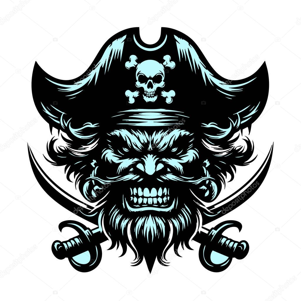 Pirate Head with Angry Look Clipart