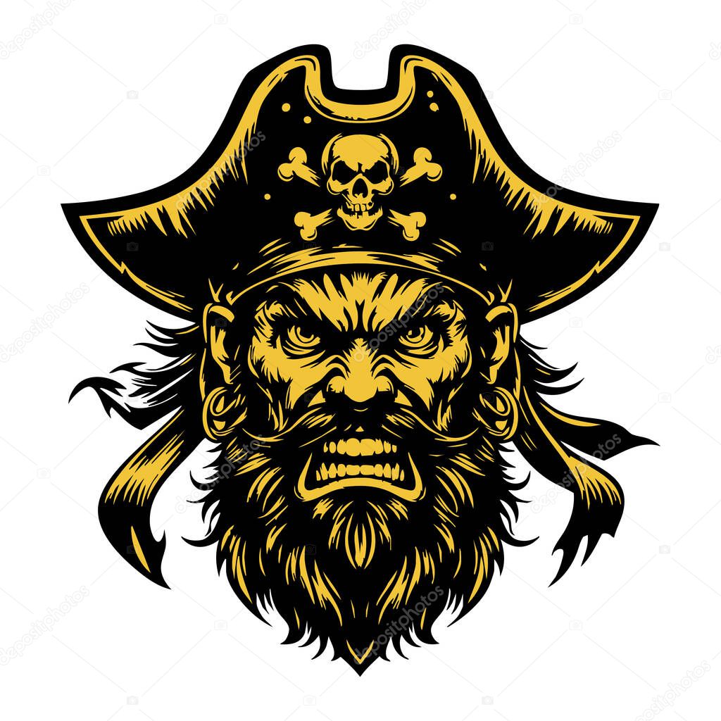 Ferocious Pirate Face Vector Art