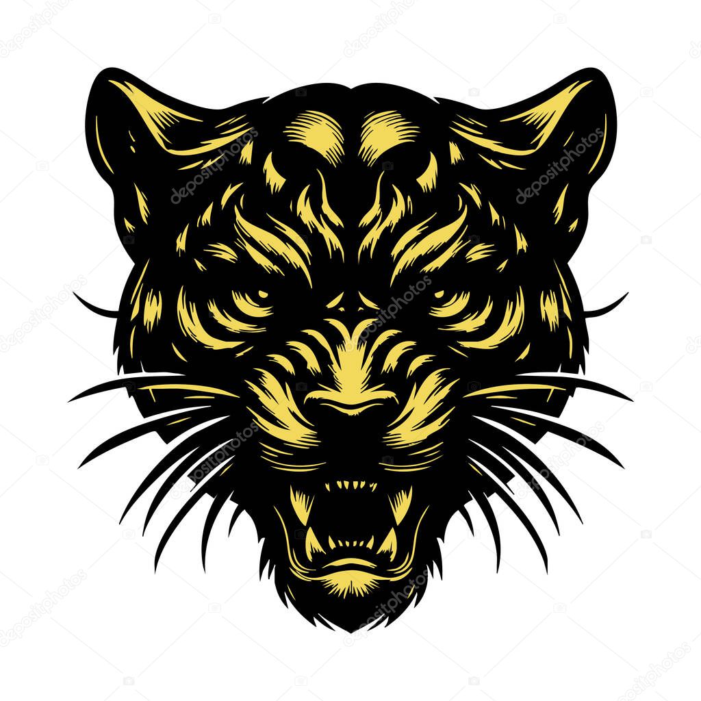 Puma Head with Angry Look Clipart