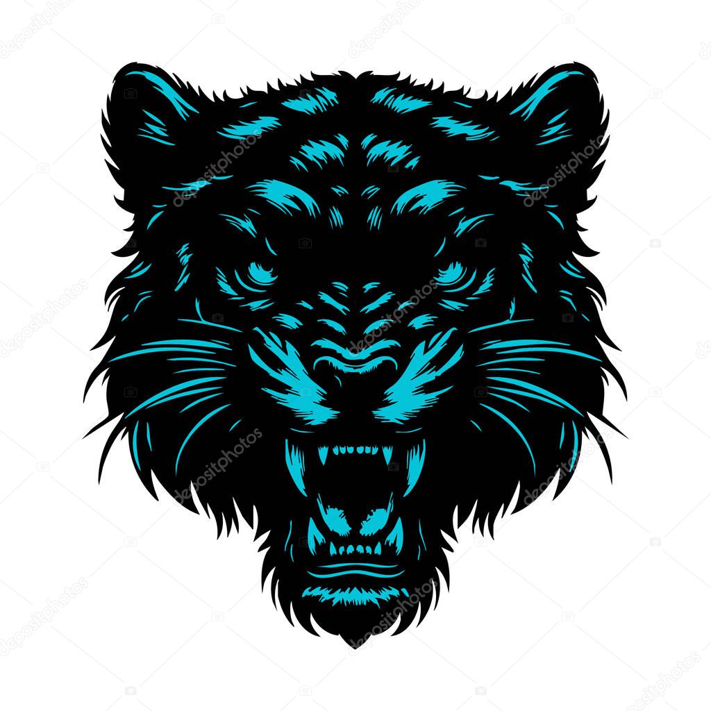 Ferocious Puma Face Vector Drawing