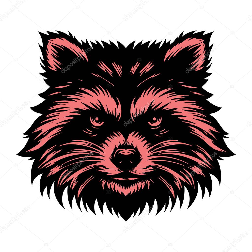 Raccoon Head Mascot Style Artwork