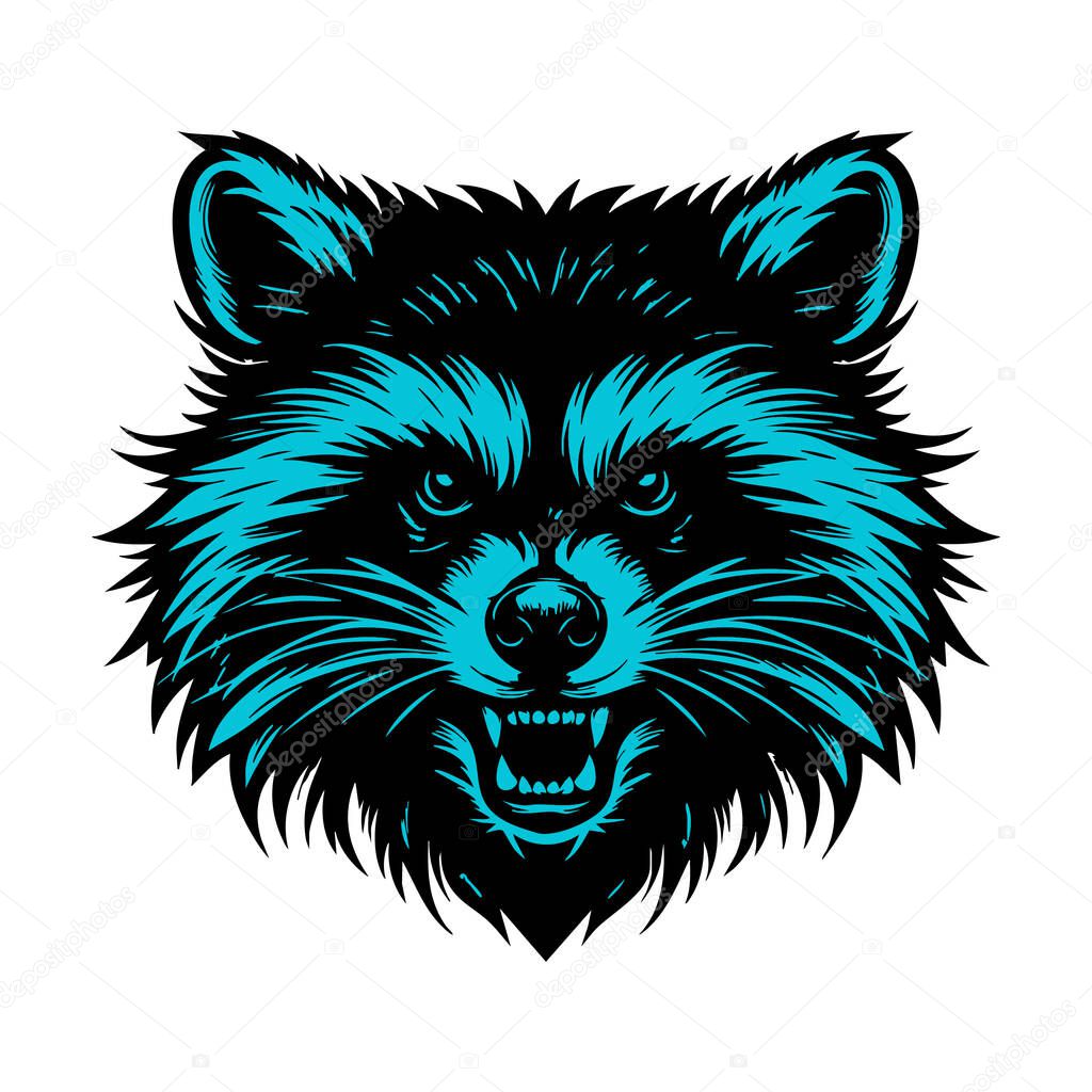 Raccoon Head with Angry Look Clipart