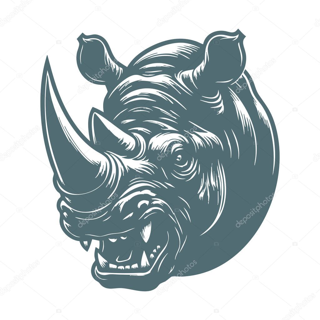 Intense Rhino Portrait Vector
