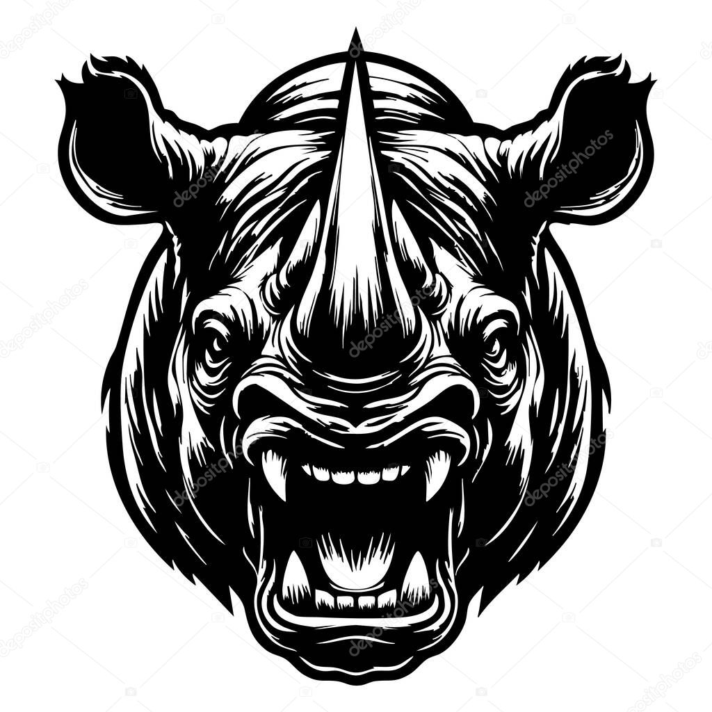Rhino Head with Angry Look Clipart